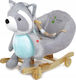 Kidsee Fabric Rocking Toy Raccoon with Sounds & Wheels with Max Load Capacity 30kg Gray