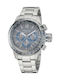 Nautica Men's Watch 46mm Chronograph Battery with Silver Metal Bracelet