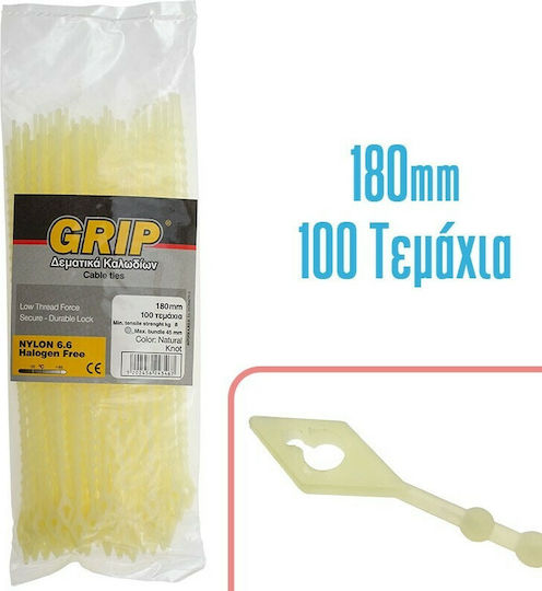 Knot & Bead Cable Ties Plastic 180mm in Transparent Color (100 pcs) (1021.102)