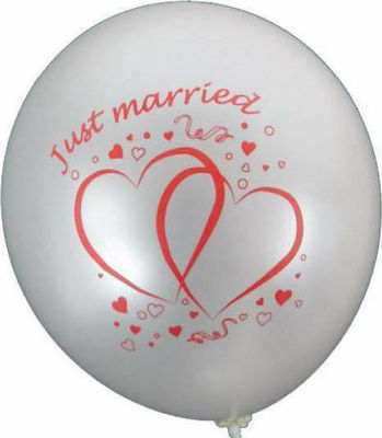 Set of 100 Balloons Latex Silver Marriage Just 30cm