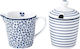 Laura Ashley Blueprints Σετ Γαλατιέρα & Ζαχαριέρα Σερβιρίσματος από Πορσελάνη σε Μπλε Χρώμα 2τμχ