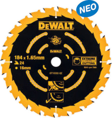 Dewalt Disc de tăiere Lemn cu 24 Dinti 165mm DT10300