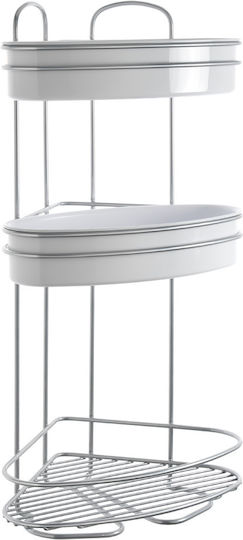 Metaltex Orbit Corner Wall Mounted Bathroom Shelf Metallic with 3 Shelves 21x21x53cm White