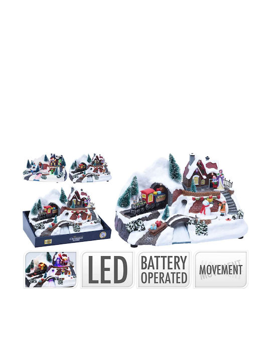 JK Home Dekoration Weihnachtliche Dekofiguren Dorf Beleuchtet Mit Bewegung (Verschiedene Designs)