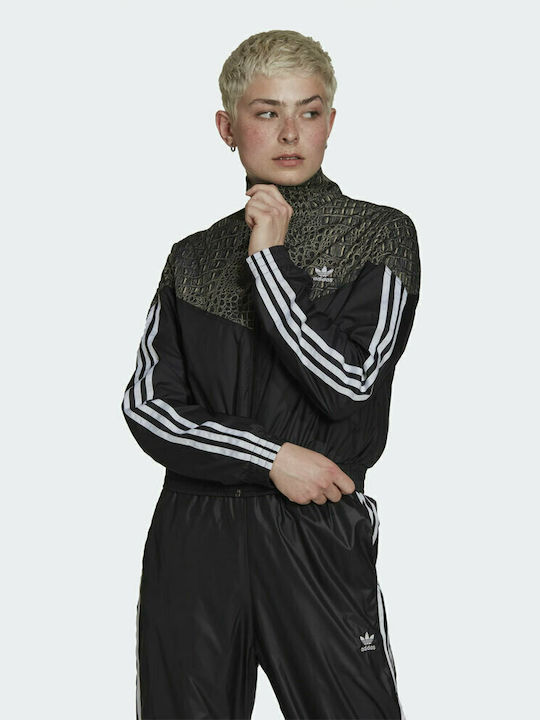 Adidas Γυναικείο Αθλητικό Μπουφάν Αντιανεμικό Μαύρο