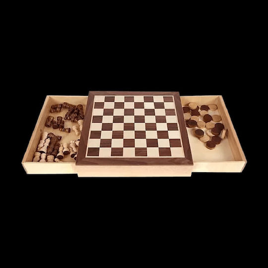 Platinum Games Platinum Games Chess /Draughts Wood 32x32cm