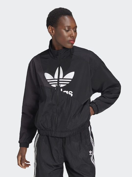 Adidas Adicolor Split Trefoil Γυναικείο Αθλητικό Μπουφάν Μαύρο