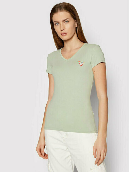Guess Women's T-shirt with V Neck Peanut