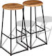 Stool Bar Metallic Teak 2pcs 35x35x76cm