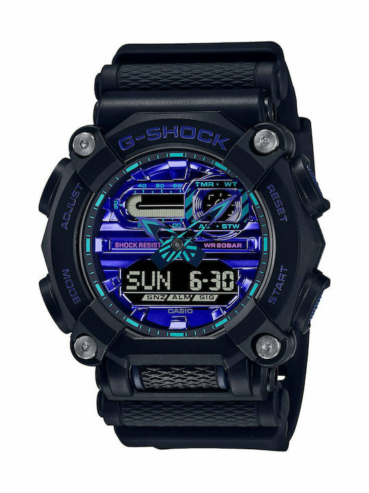 Casio G-shock Ανδρικό Ρολόι 49.5mm Χρονογράφος Μπαταρίας με Μαύρο Καουτσούκ Λουράκι