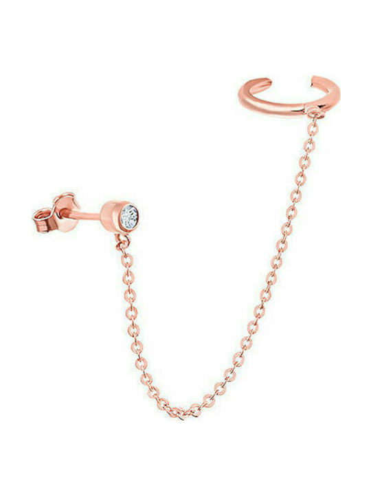 Silver single earring "Balance" rose gold plated