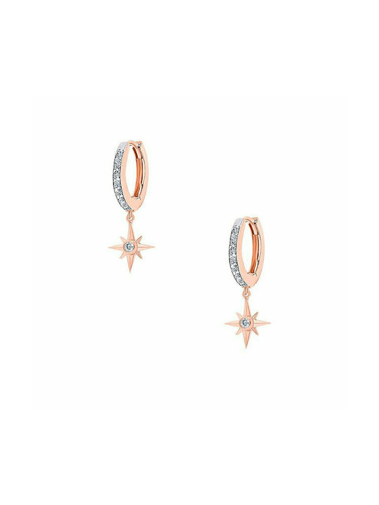 Silver hoop earrings "Starlette" rose gold plated