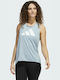 Adidas 3 Stripes Women's Athletic Blouse Sleeveless Magic Grey