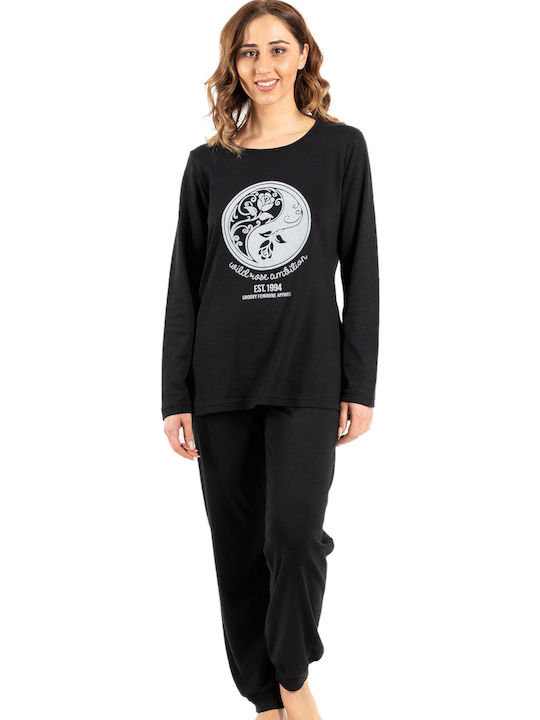 220-179 Set Winter Women's Pajamas Black