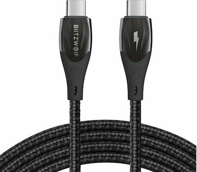 BlitzWolf BW-FC1 Braided USB 2.0 Cable USB-C male - USB-C male Μαύρο 1.8m