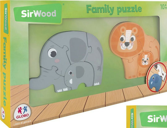 Wooden Kids Puzzle Elephant and Lion for 1+ Years 10pcs Globo