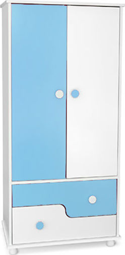 Beddy Zwei Türen Kinderkleiderschrank mit 2 Schubladen Silbergrau 80x43x170cm