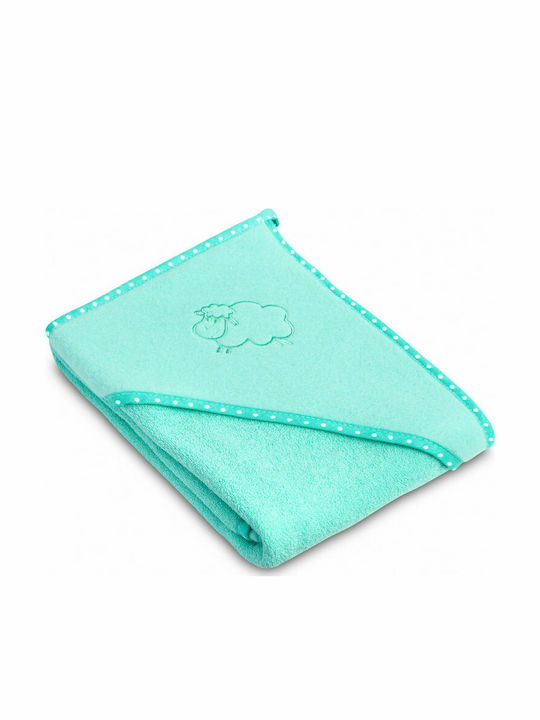 Sensillo Hooded Baby Bath Towel Lamb Turquoise