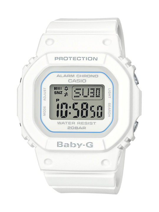 Casio Baby-G Digital Women's Watch with White Rubber Strap