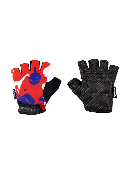 Force F-Planet Halber Finger Fahrradhandschuhe Kinder Rot