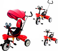 ForAll Mickey Mouse Kids Tricycle Convertible, With Storage Basket, Sunshade & Push Handle for 18+ Months Red