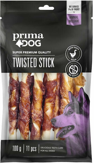 Prima Dog Rawhide Dog Stick Treats Medium Breeds with Duck 13cm 100gr 11pcs 7P10044