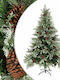 Snowy Christmas Green Tree with Metallic Base and Built in Branches H150cm