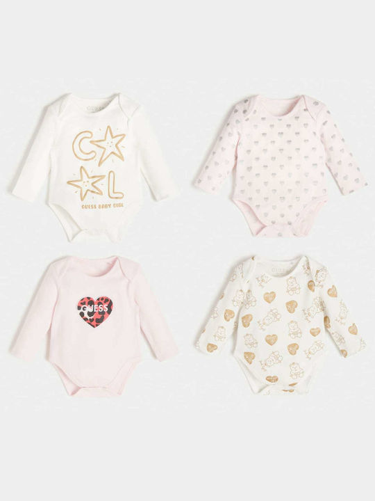 Guess Set Baby Unterwäsche Strampler Langärmliges Rosa