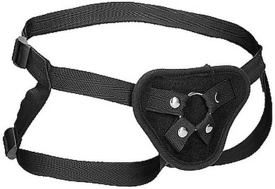 Shots Ouch! Velvet & Velcro Adjustable Strap On Harness with O-Ring Harness in Black Color