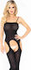 Leg Avenue 8195 Bodystocking Sexy Plasă Cu Chilot Deschis Suspender Bodystocking Negru