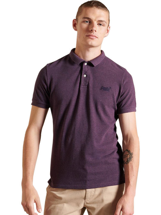 Superdry Bluza Bărbătească cu Mânecă Scurtă Polo Violet