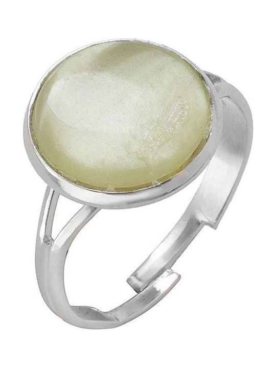 Ασημί αυξομειούμενο δαχτυλίδι με ιριδίζον lime polaris (επάργυρα, ατσάλι)