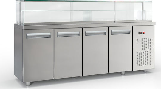 Inox Dobros Kühlvitrine Standgerät mit Kapazität 1200Es 225x70x126cm