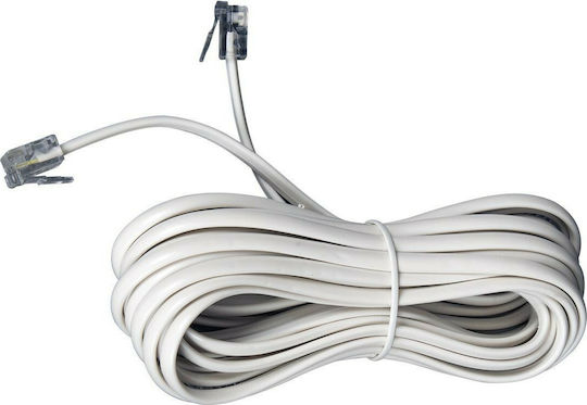 VK Lighting Flat Τηλεφωνικό Καλώδιο RJ11 6P4C 10m Λευκό (16081-025639)
