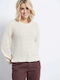 Funky Buddha Women's Long Sleeve Sweater Cotton White