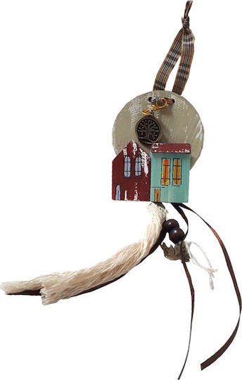Kapadakis Wood Art Χειροποίητο Κρεμαστό Γούρι Σπίτι Πράσινο από Ξύλο 8x20cm