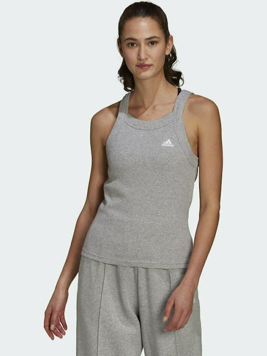 Adidas Essentials Yoga Damen Sportlich Baumwolle Bluse Ärmellos Gray