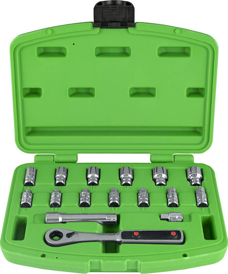JBM Set de chei tubulare și clichet 1\4" 17buc