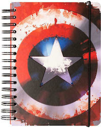 Grupo Erik Captain America Notebook Spiral A5 with Blank Pages and Elastic Multicolour