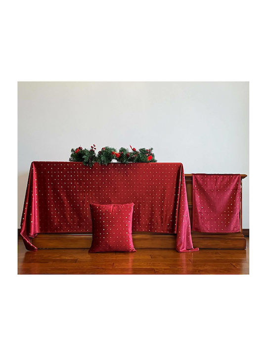 Liolios Home 1974 Weihnachts- Tischtuch Stoff Rot Länge 180cm. 1Stück