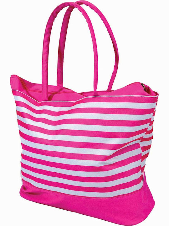 Sidirela Υφασμάτινη Τσάντα Θαλάσσης Ροζ με Ρίγες