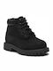 Premium Leather Kids Snow Boots with Laces Black