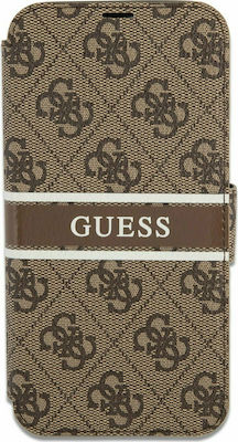 Guess 4G Printed Stripe Synthetic Leather Book Brown (iPhone 13 mini)