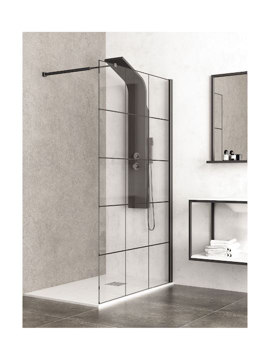 Karag Nero Free 1 Shower Screen for Shower 140x200cm Serigrafato Nero