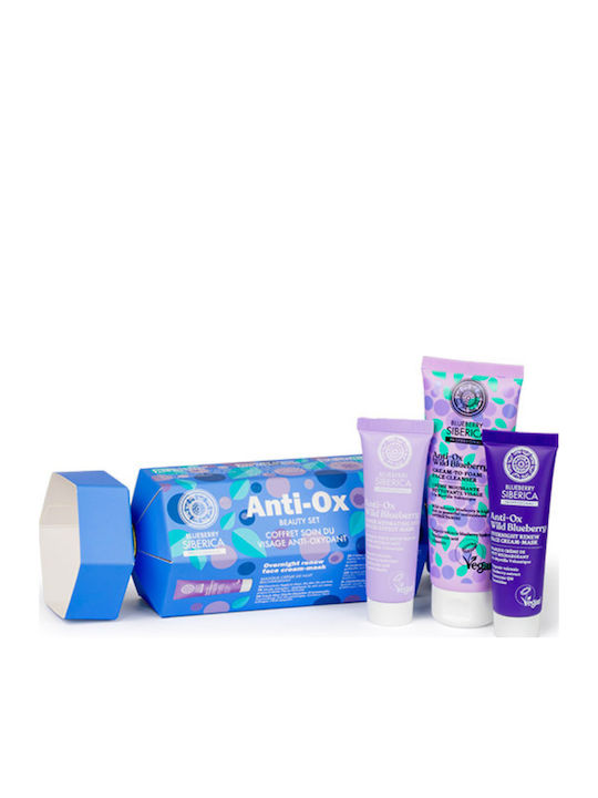Natura Siberica Blueberry Anti Ox Beauty Hautpflegeset für Feuchtigkeitsspendend, Gesichtsreinigung & Aufhellung 3Stück