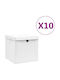 vidaXL Текстил Кутия за съхранение с капак Бял 28x28x28см 10бр
