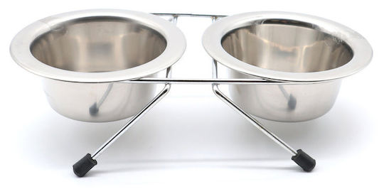 Croci Steel Dos Metallisch Schalen Futter & Wasser für Hund & Katze auf Basis von 2x 950ml 16cm in Silber Farbe