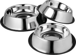 Metallic Bowls Dog Food & Water Silver