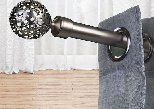 Flamingo Extendable Metallic Curtain Pole Globe Single Φ25mm 120-210cm Black Nickel