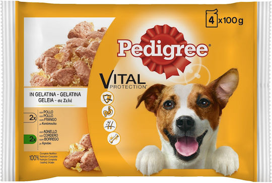 Pedigree Vital Protection Влажна Храна за Кучета в Чантичка с Агнешко и Пилешко 4x100гр